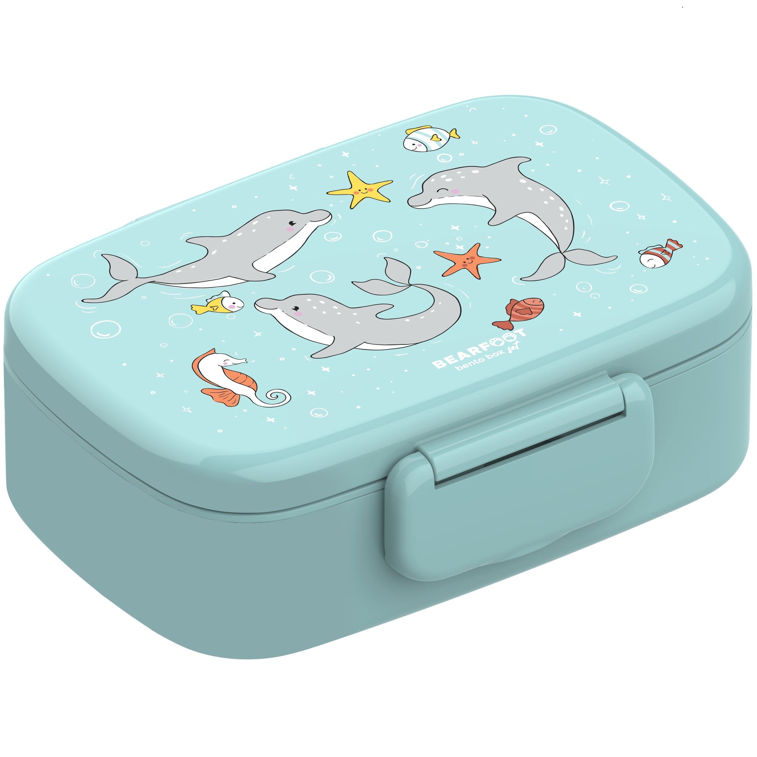 Brotdose Kinder mit Fächern, leicht &amp; auslaufsicher - Delfin