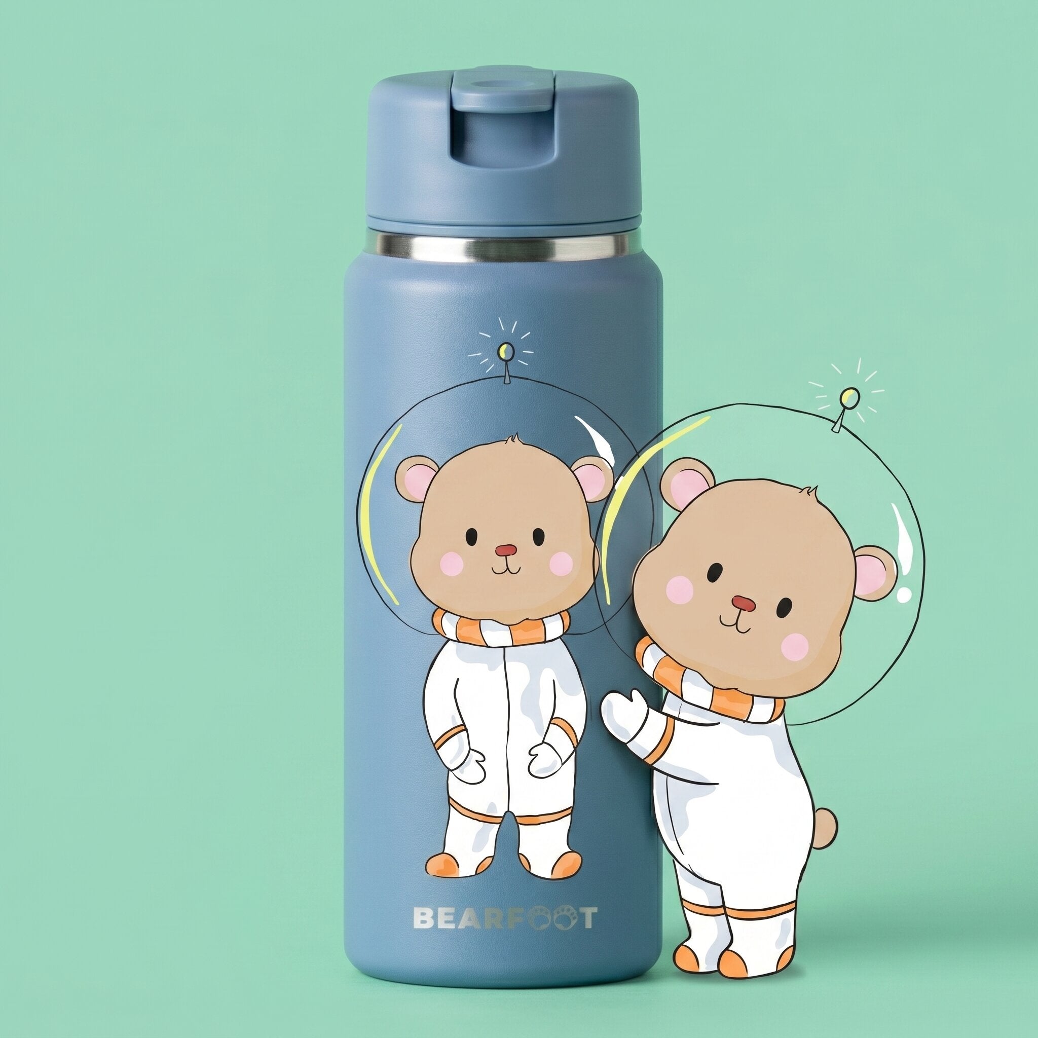 TINY Thermo Kinder Trinkflasche Edelstahl - Astro Bär blau