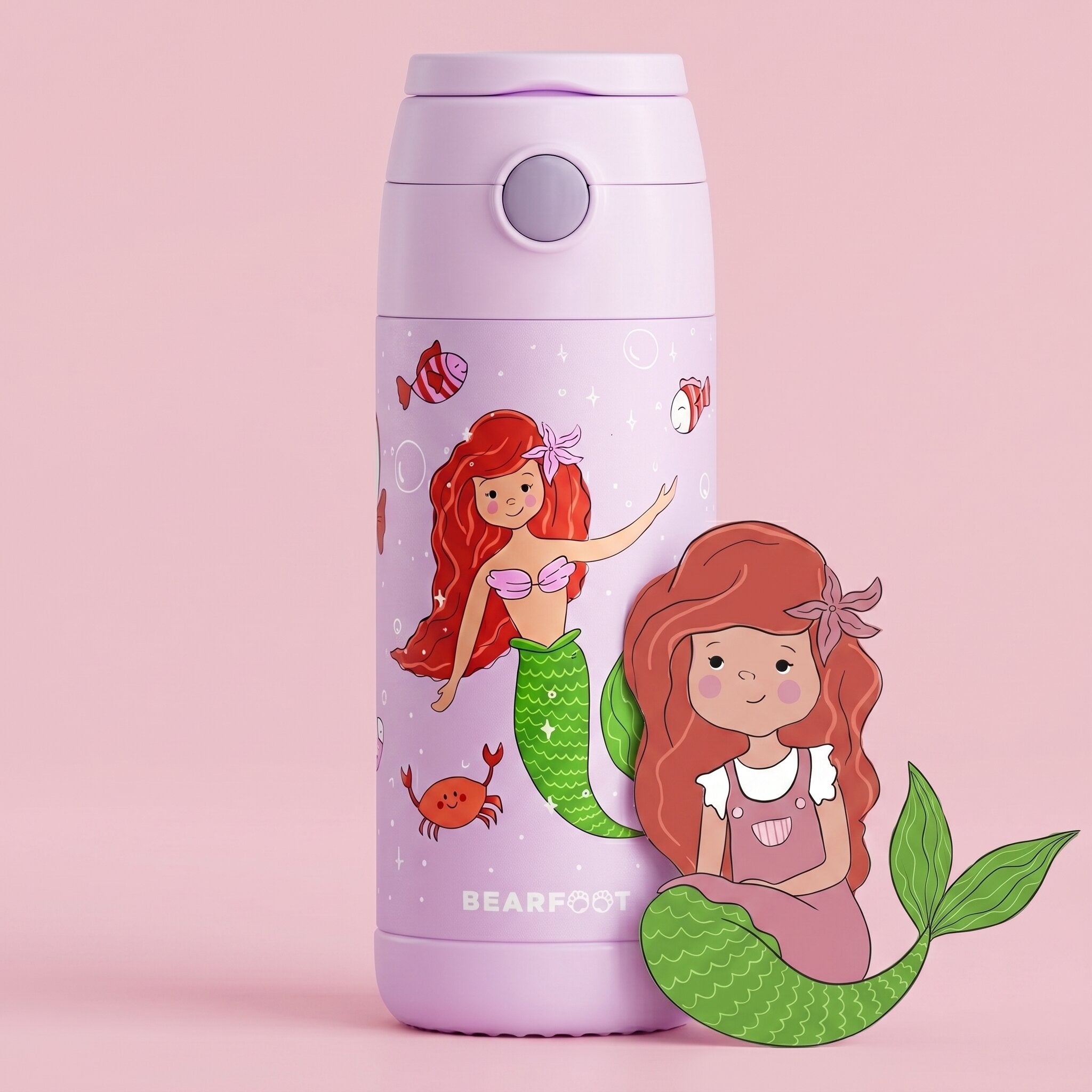 Thermo Kinder Trinkflasche Edelstahl - Meerjungfrau lila