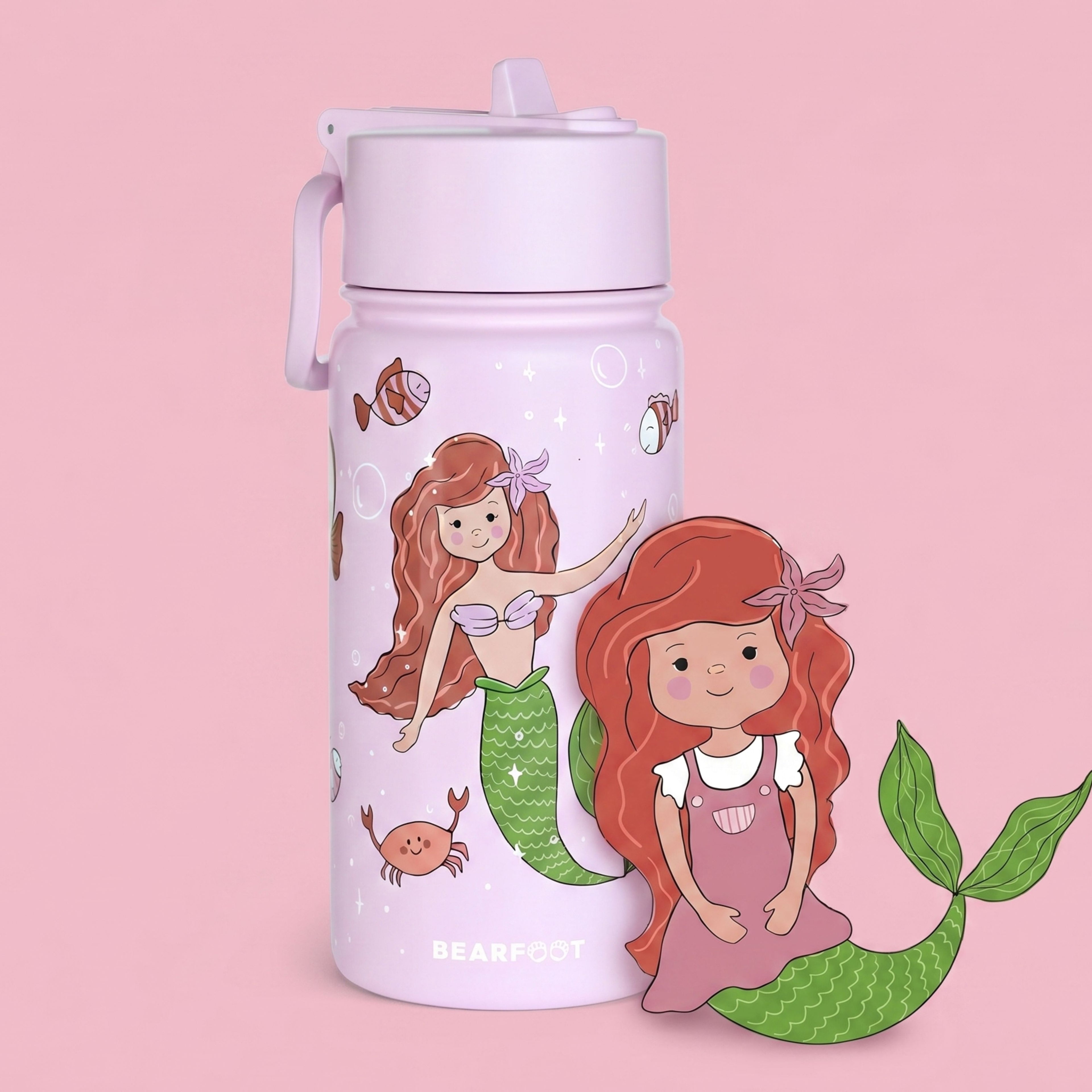 Botella térmica para niños de acero inoxidable - sirena violeta